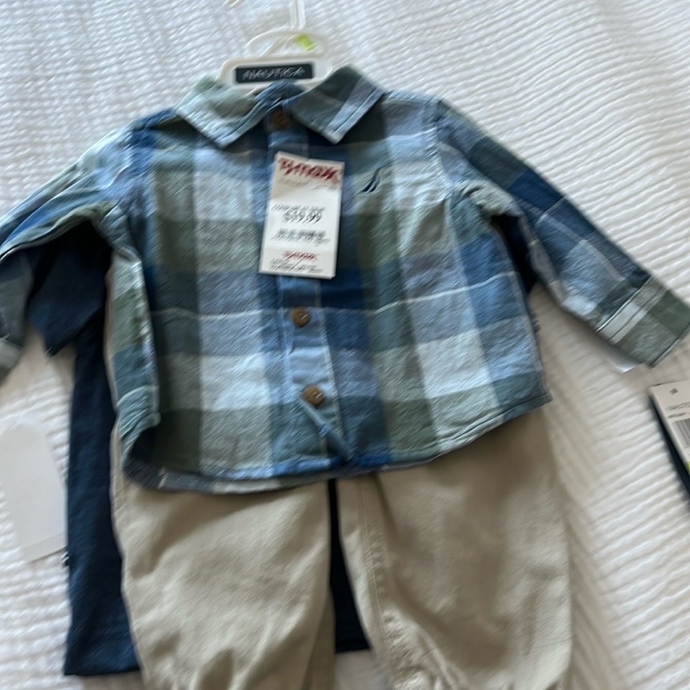 Nautica Kids Plaid Shirt - Blue and Green